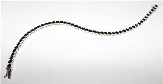 18ct white gold and black diamond set line bracelet